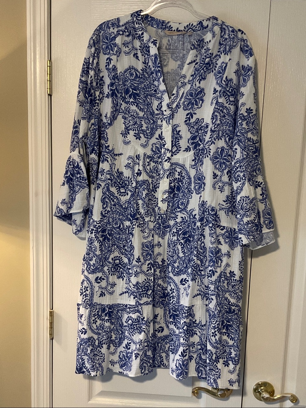 Soft Surroundings Blue and White Floral Midi Dress